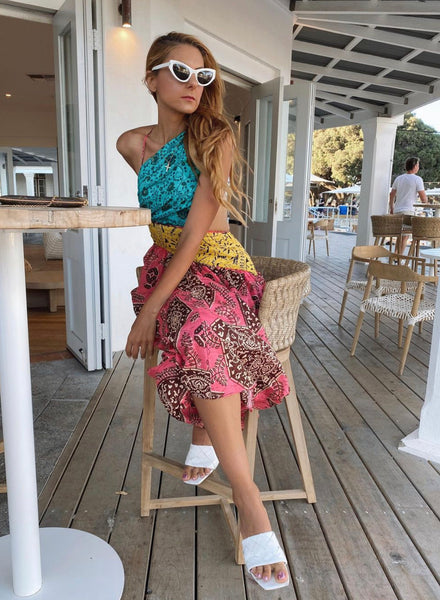 Lulu Asymmetric Ruched Dress