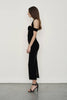 Side View of Black Velvet Angelina midi dress by Australian designer Misha Collection.