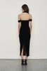 Back view of Black Velvet Angelina Midi dress by Misha Collection.