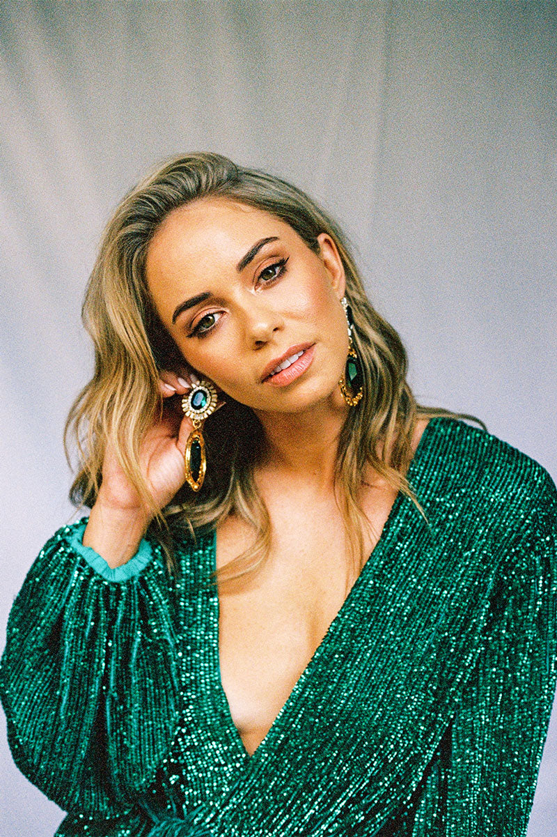 retrofete gabrielle robe dress green Gabrielle Sequin Robe Retrofete